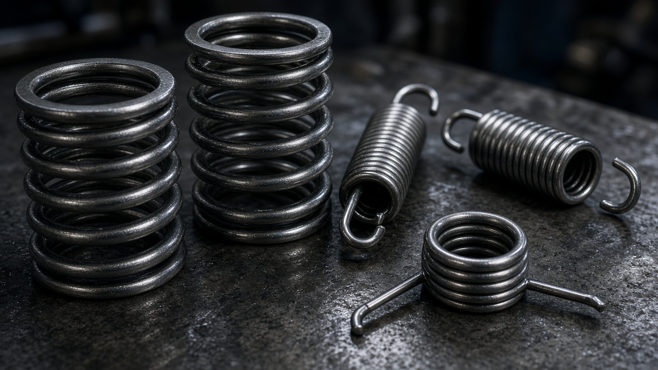 Heavy die springs on a steel table